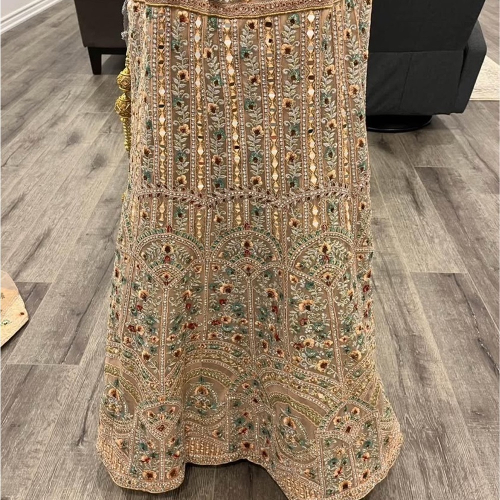 Embroidered Beige Lehenga Choli Set - Picture 10 of 11